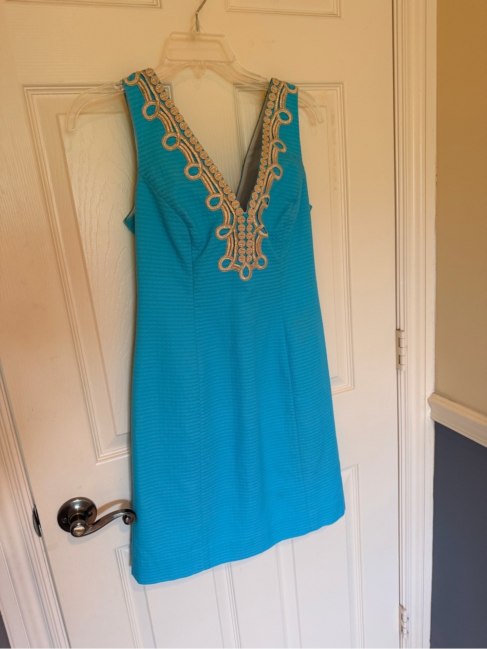 Lilly Pulitzer Turquoise V-Neck Embellished Mini Dress